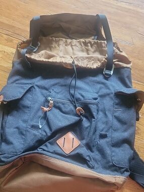 Black and Tan Canvas Backpack - Eddie Bauer
